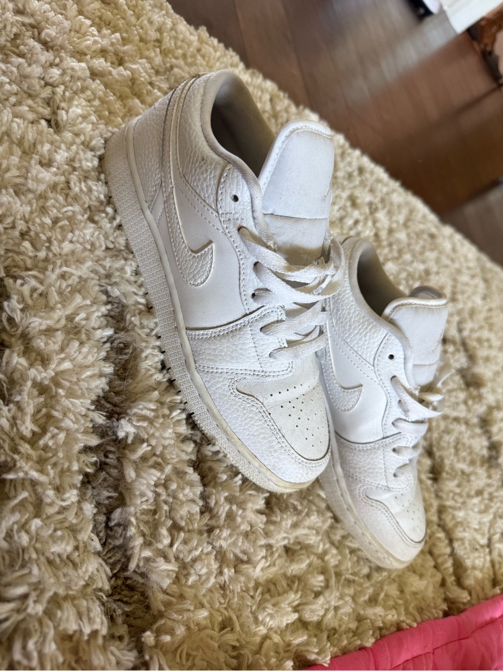 Jordan Kids White Low-Top Sneakers with Leather Upper